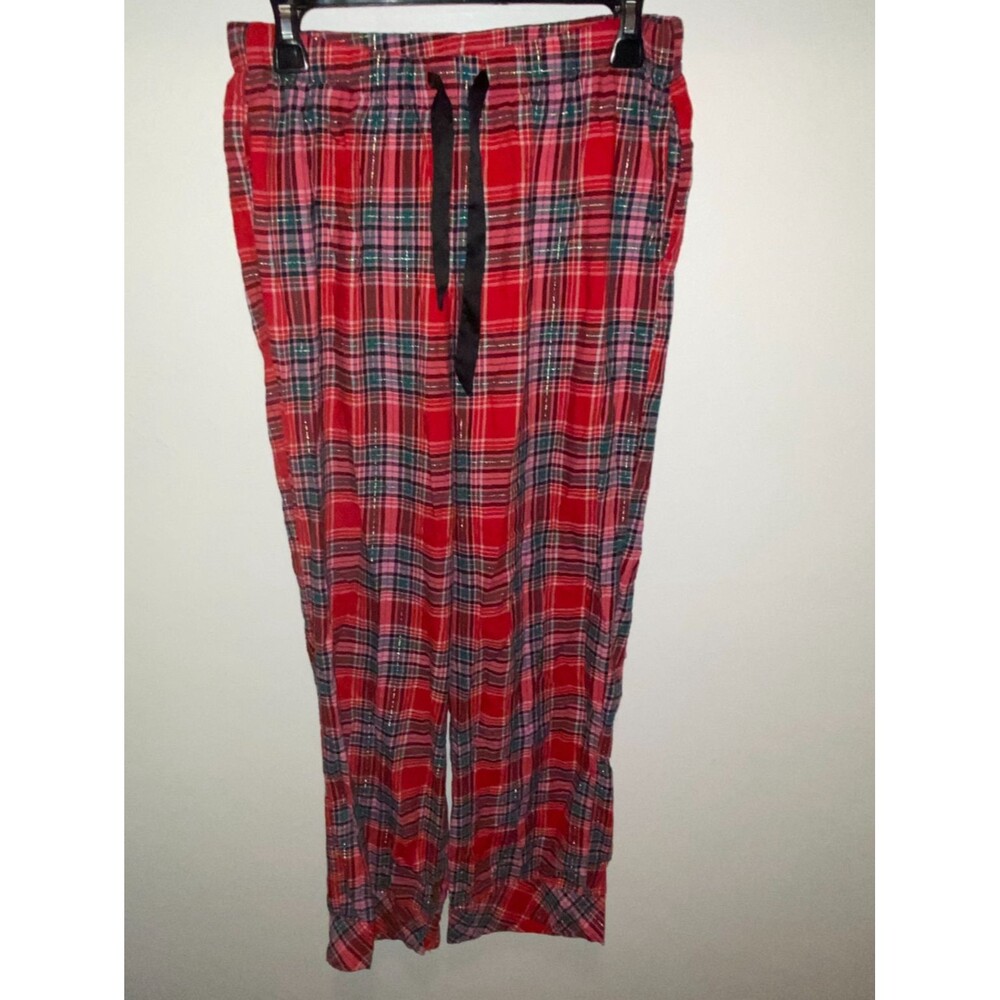 Victoria Secret Red Plaid lightweight Flannel Pajama Pants Womens S Sleepwear